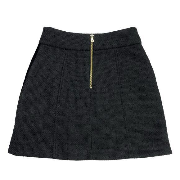 RIVER ISLAND Tweed Velvet Mini Skirt Sz 2 Gold Rear Zip - Picture 4 of 6